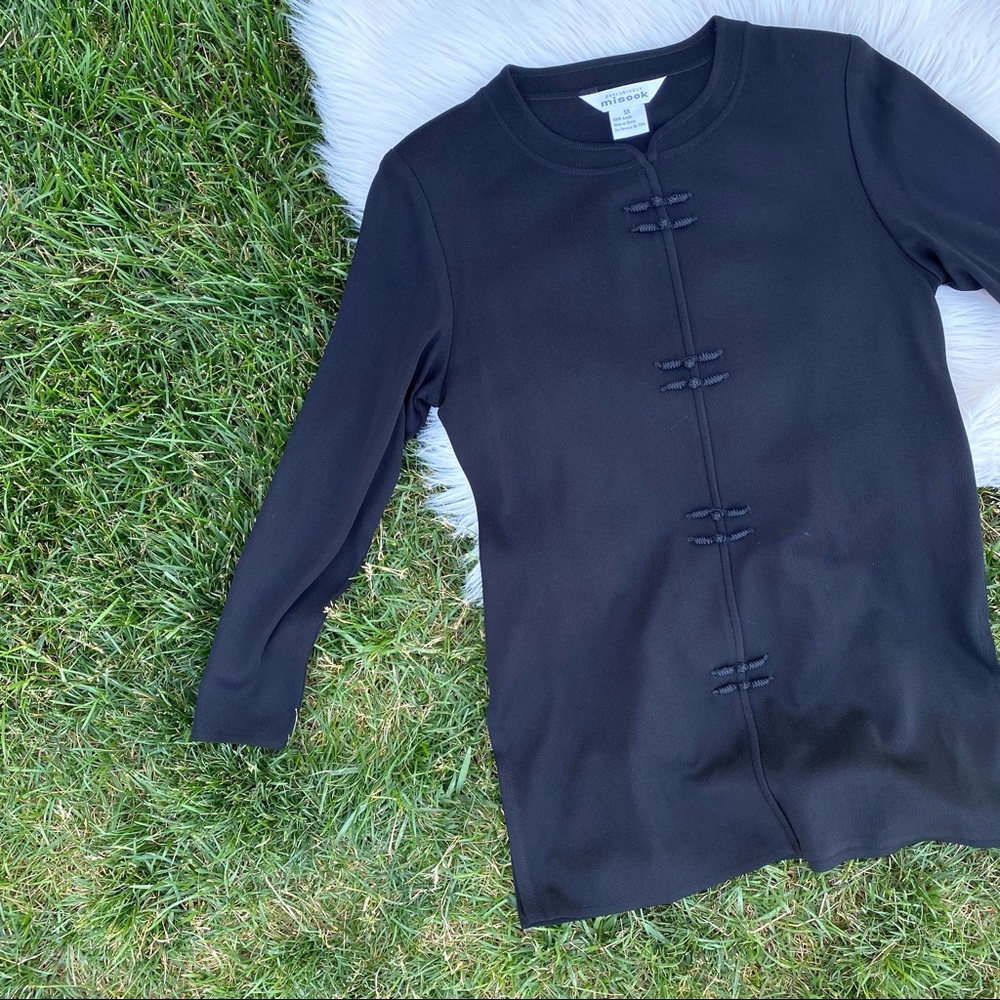 Misook black tunic long sleeve top XS